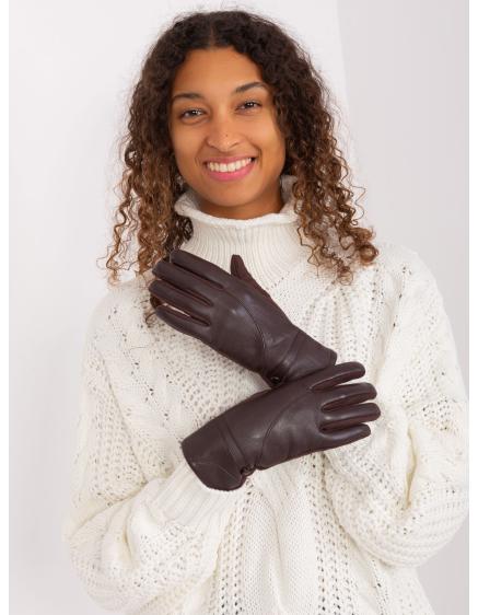 Dámské rukavice z ekokůže CORA tmavě hnědé