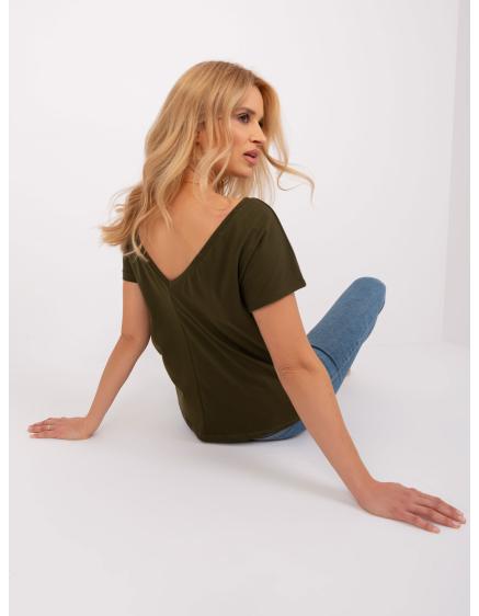 Levně Dámské tričko s lodičkovým výstřihem Fire BASIC FEEL GOOD khaki