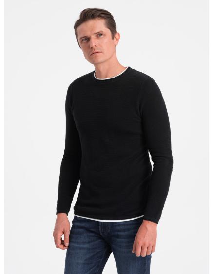 Pánský bavlněný svetr s kulatým výstřihem V1 OM-SWSW-0103 černý