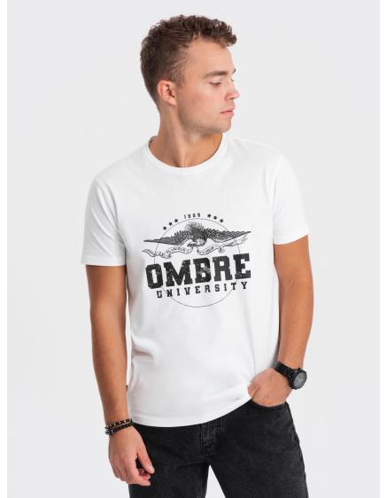 Pánské bavlněné tričko s vojenským potiskem V3 OM-TSPT-0164 bílé