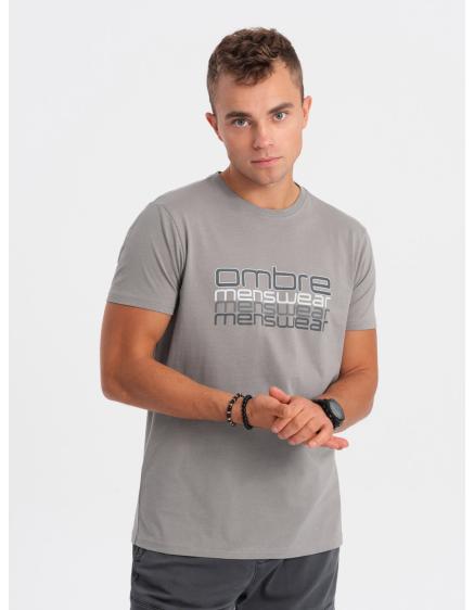 Pánské bavlněné tričko s potiskem V2 OM-TSPT-0160 šedé