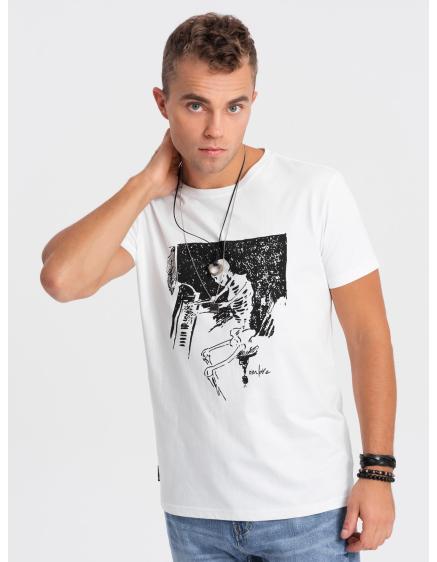 Pánské bavlněné tričko V1 OM-TSPT-0159 bílé