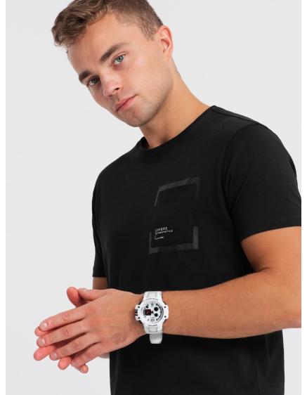 Levně Pánské bavlněné tričko s kapsou V1 OM-TSPT-0154 černé