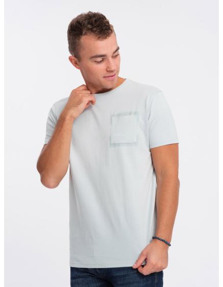 Pánské bavlněné tričko s kapsou V10 OM-TSPT-0154 světle šedé