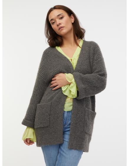 Levně Tmavě šedý dámský oversize kardigan