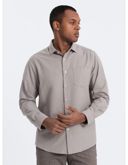Levně Pánská košile REGULAR FIT s kapsami V1 OM-SHCS-0148 šedá