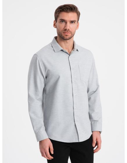 Levně Pánská košile s kapsami REGULAR FIT V2 OM-SHCS-0148 světle šedá melanžová