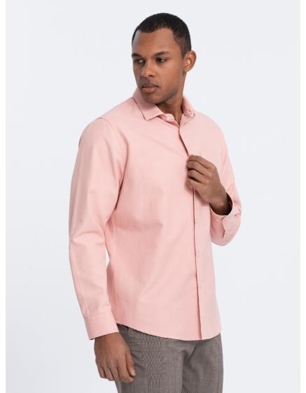 Levně Pánská košile REGULAR FIT s kapsou V5 OM-SHCS-0148 růžová