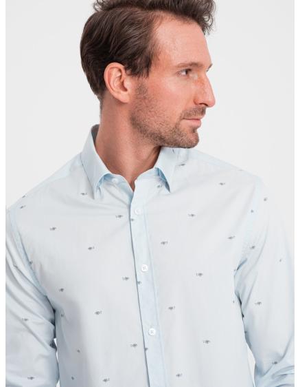 Levně Pánská bavlněná košile SLIM FIT modrá