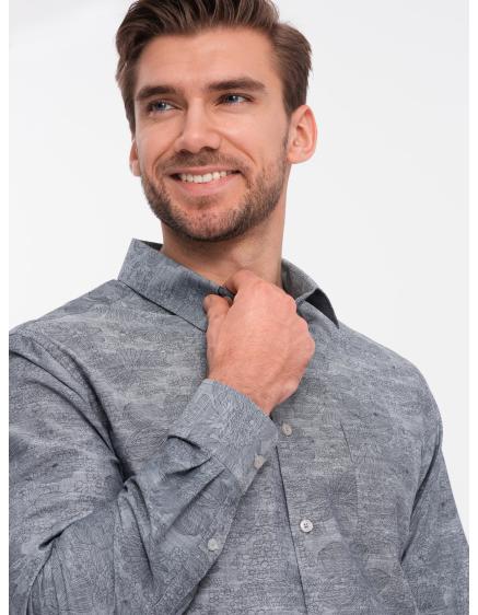 Pánská flanelová kostkovaná bavlněná košile V3 OM-SHCS-0157 šedá