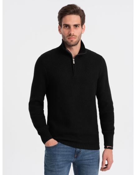 Pánský pletený svetr s rozšířeným límcem V3 OM-SWZS-0105 černý