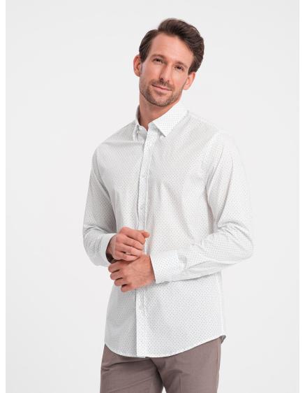 Pánská bavlněná košile REGULAR FIT s mikro vzorem bílá