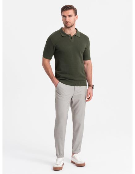 Levně Pánské chino kalhoty s elastickým pasem V1 OM-PACP-0157 světle šedé