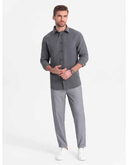 Levně Pánské chino kalhoty s elastickým pasem V2 OM-PACP-0157 šedé