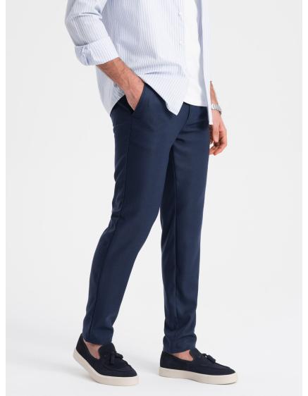 Levně Pánské klasické chino kalhoty SLIM FIT tmavě modré