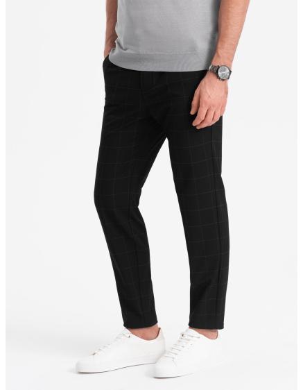 Pánské kalhoty klasického střihu kostkované V5 OM-PACP-0187 černé