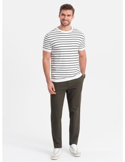 Levně Klasické pánské chino kalhoty V2 OM-PACP-0188 khaki