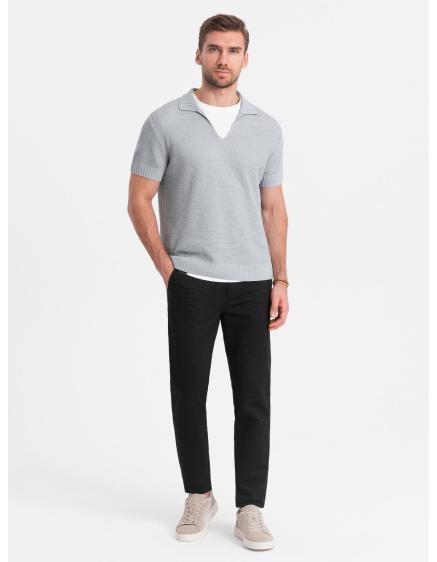 Levně Pánské klasické chino kalhoty V5 OM-PACP-0188 černé