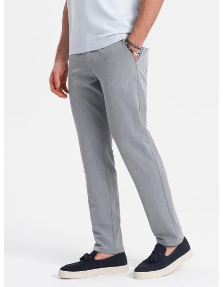Levně Pánské chino kalhoty klasického střihu V1 OM-PACP-0191 světle šedé