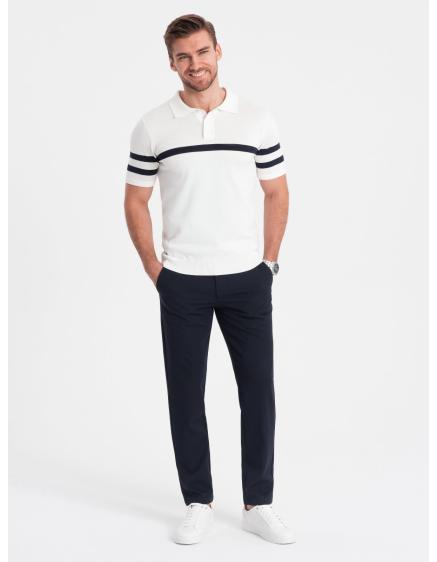 Levně Pánské chino kalhoty klasického střihu V3 OM-PACP-0191 tmavě modré