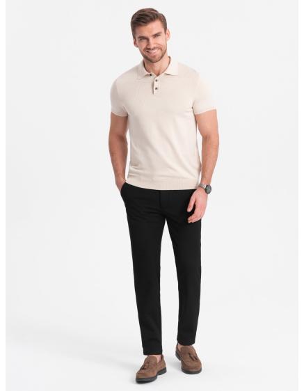 Levně Pánské elegantní chino kalhoty klasického střihu V4 OM-PACP-0191 černé