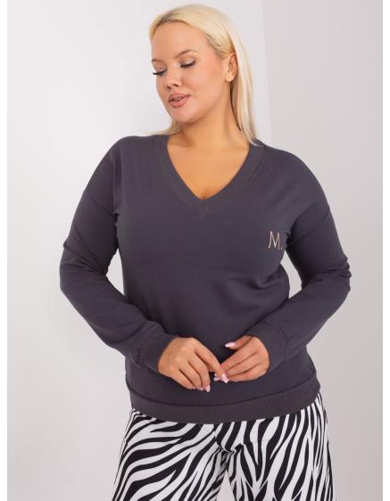 Dámská halenka plus size s nášivkou OVAL grafitová