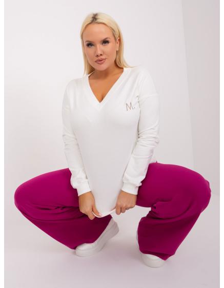 Dámská halenka plus size s žebrovaným lemem MITA ecru