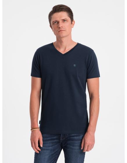 Pánské tričko V-NECK s elastanem V2 OM-TSCT-0106 tmavě modré