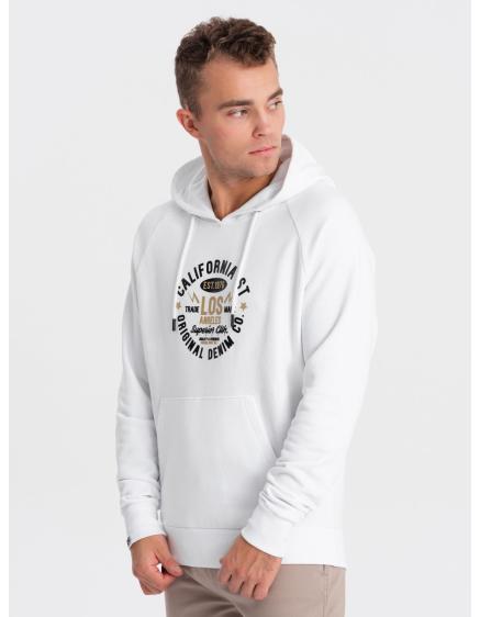 Levně Pánská mikina s potiskem klokanka V1 OM-SSPS-0151 bílá