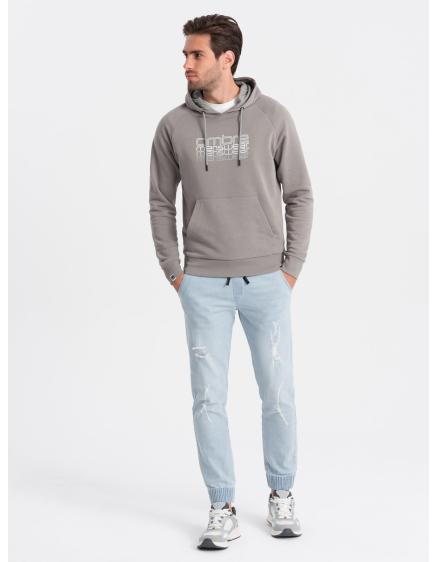 Levně Pánské džínové kalhoty JOGGER s otěrem V1 OM-PADJ-0150 světle modré