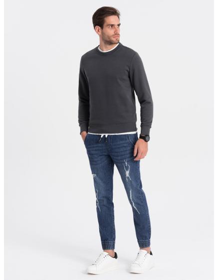 Levně Pánské džínové kalhoty JOGGER s odřením V3 OM-PADJ-0150 modré