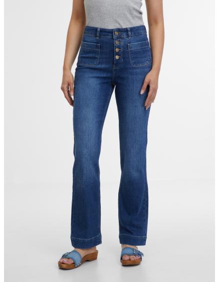 Levně Tmavě modré dámské bootcut džíny