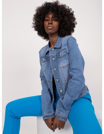 Levně Dámská bunda s knoflíky JEANS modrá