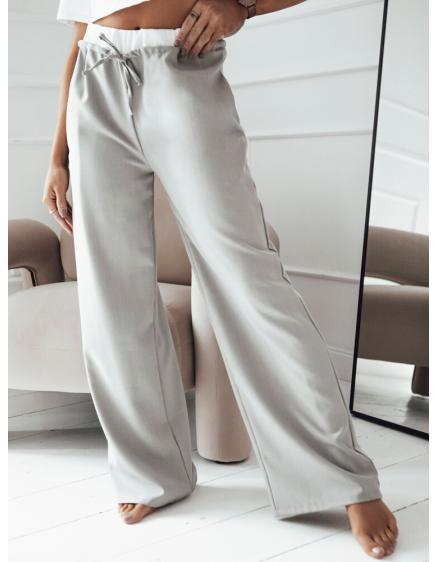 Dámské kalhoty s širokými nohavicemi THAMI světle šedé