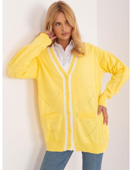 Dámský svetr s kostkovaným vzorem PLEA žlutý