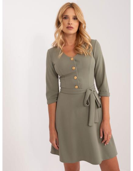 Levně Dámské šaty s ozdobnými knoflíky ITTA khaki