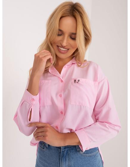 Dámská košile nadměrné velikosti s límečkem TERRA světle růžová