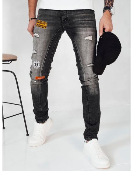 Pánské t džínové kalhoty RIGA tmavě šedé