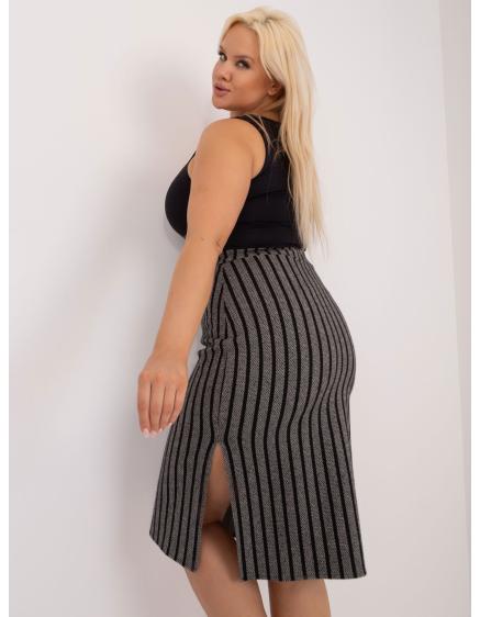 Levně Dámská sukně s rozparky pletená plus size VUTA šedočerná