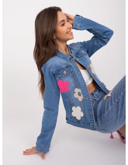 Dámská bunda s květinovým vzorem HETA modrá