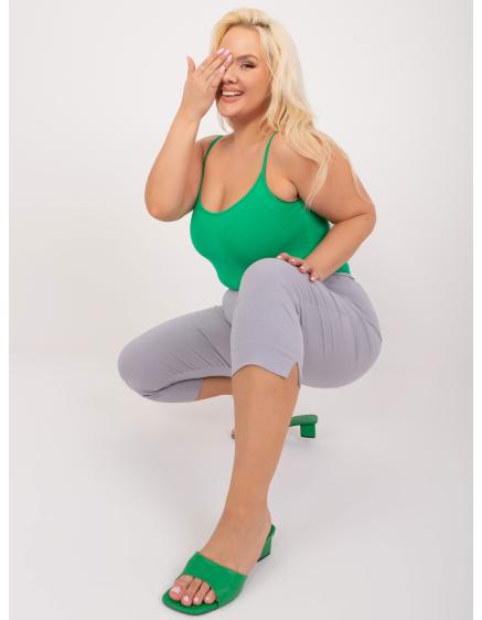 Levně Dámské kalhoty s rozparky 3/4 plus size ROMA světle šedé