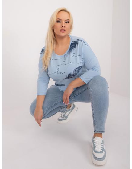 Dámská halenka bavlněná plus size TOKA světle modrá