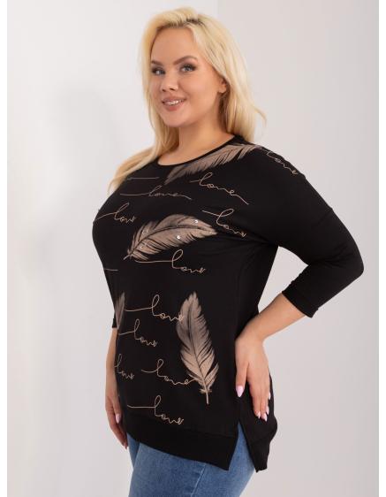 Dámská halenka s 3/4 rukávy plus size KEVA černá