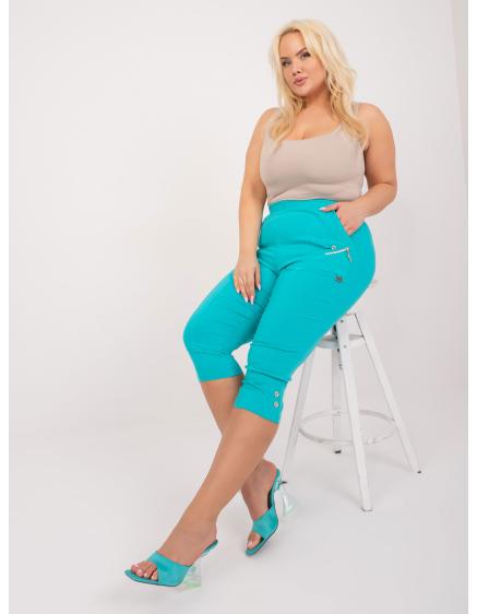 Levně Dámské kalhoty plus size bez knoflíků RYBA tyrkysové
