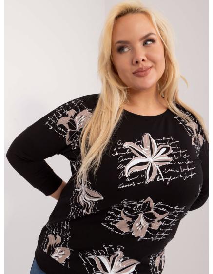 Dámská halenka s kulatým výstřihem plus size TORA černá