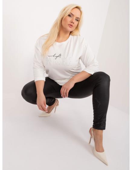 Dámská halenka plus size s ozdobným nápisem WEETA ecru