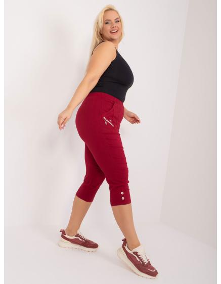 Levně Dámské kalhoty plus size z látky RYBA bordó