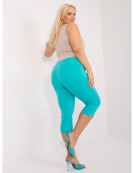 Levně Dámské kalhoty plus size bez zapínání 3/4 TIMA tyrkysové