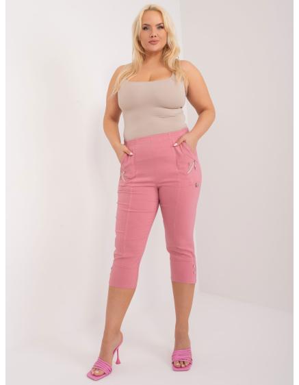 Dámské kalhoty plus size s 3/4 nohavicemi SINA růžové