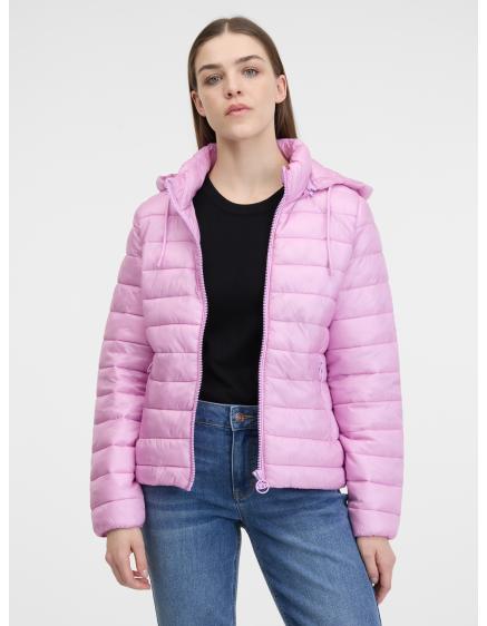 Růžová dámská prošívaná bunda